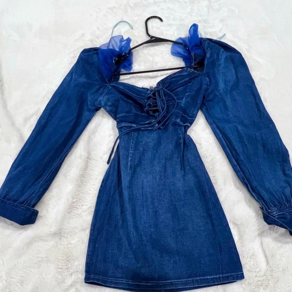 Mini jean dress.